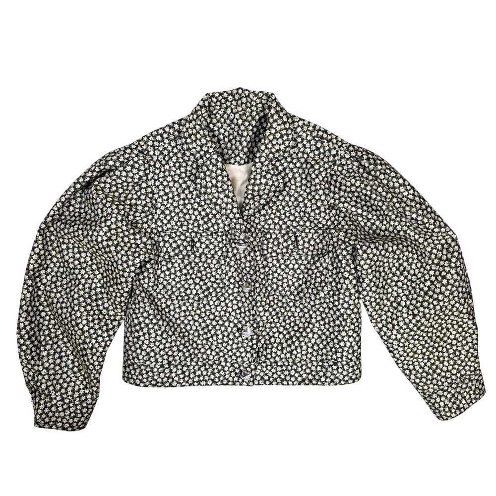 MV Midi Nova Floral Long Sleeve Cropped Jacket Womens Green See Measurements